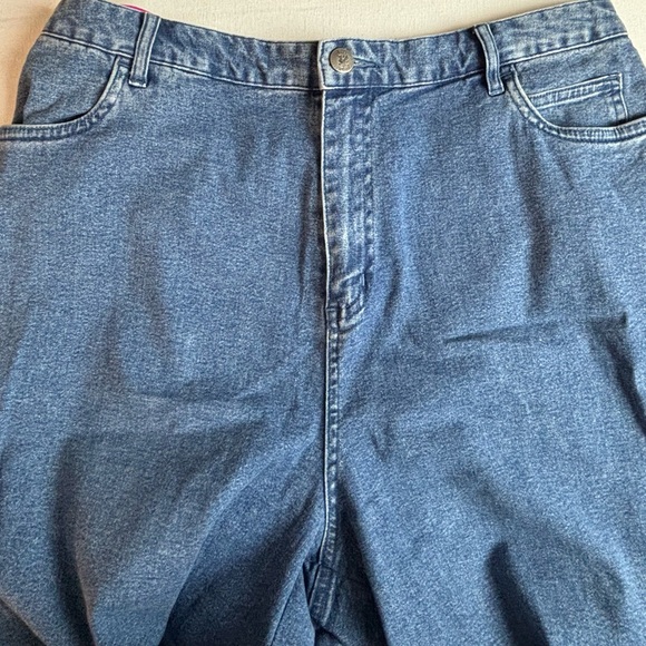 Quacker Factory Embroidered Jeans Blue Elastic Waist Apple Large - Picture 6 of 12